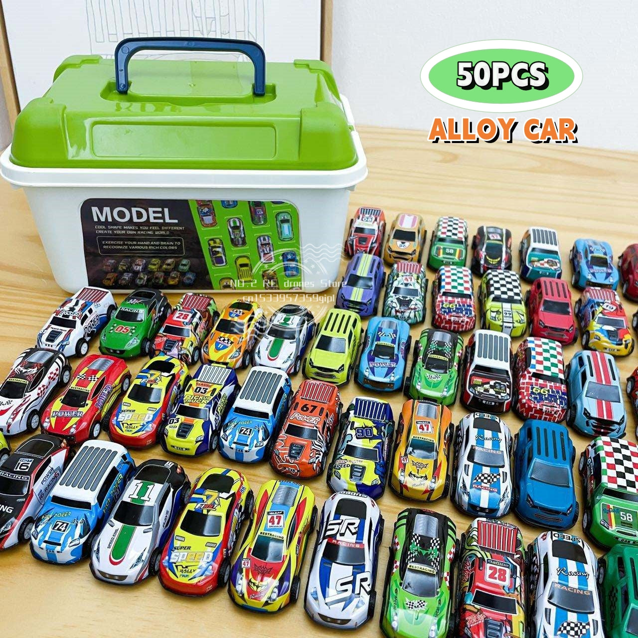 50 Mini Alloy Car Model Set with Storage Box Diecast Cars for Boys