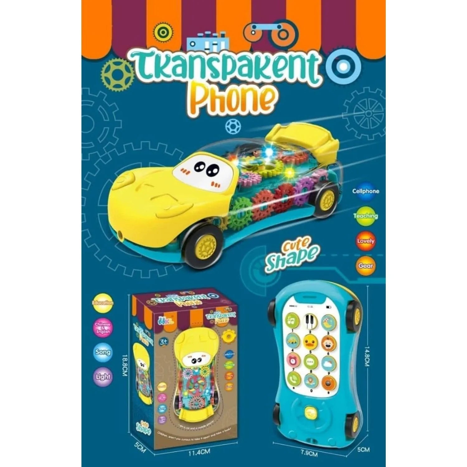 Transparent Phone | Car Shape with Light & Song